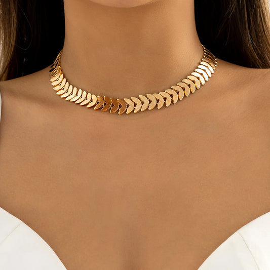 V Sequins Chain Choker Necklace