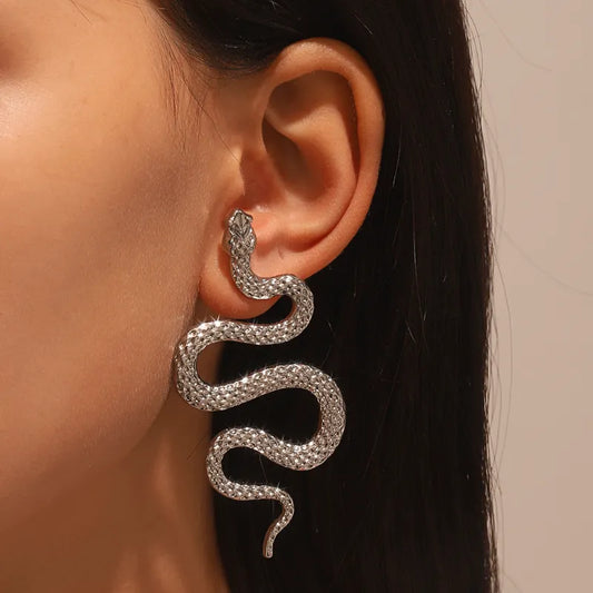 Dark Exaggerated Snake Shaped Pendant Earrings