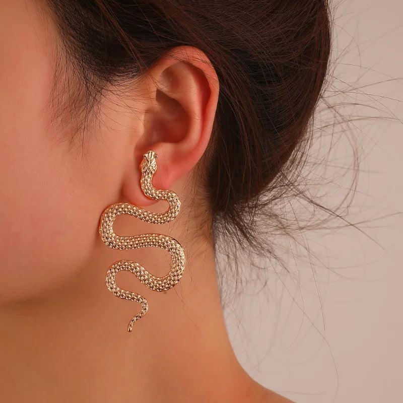 Dark Exaggerated Snake Shaped Pendant Earrings